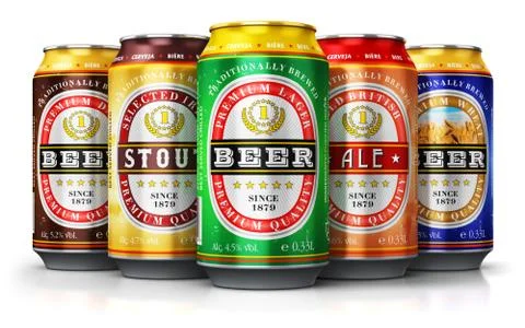 Set of beer cans isolated on white background Stock Illustration