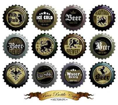 Set of beer caps Stock Illustration