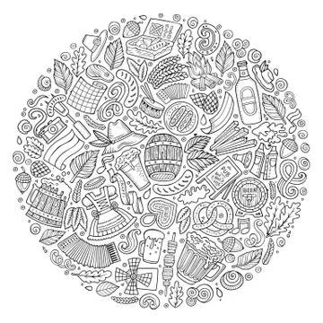 Set of Beer cartoon doodle objects, symbols and items. Illustrazione stock