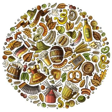 Set of Beer cartoon doodle objects, symbols and items. Stock Illustration