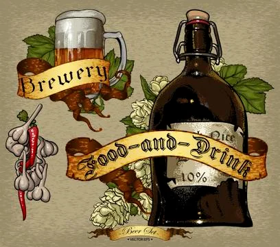 Set of beer elements Ilustração Stock