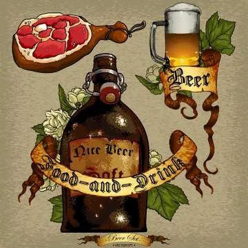 Set of beer elements Stock Illustration