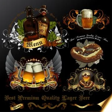 Set of beer elements Illustrazione stock