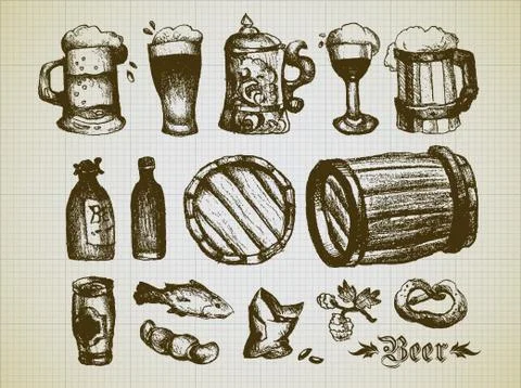 Set of beer elements Stock Illustration