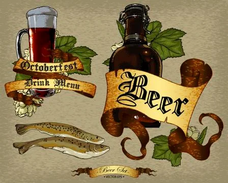 Set of beer elements Stock Illustration