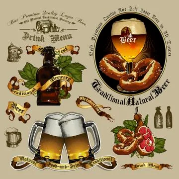Set of beer elements Stock Illustration