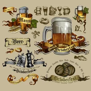 Set of beer elements Stock Illustration