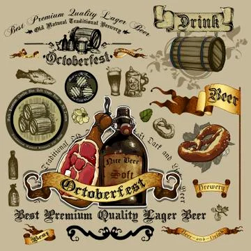 Set of beer elements Stock Illustration