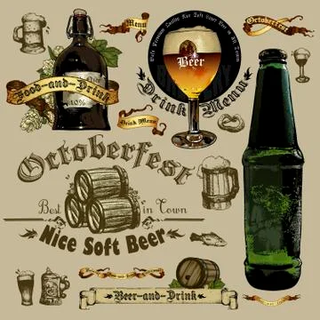 Set of beer elements Illustrazione stock