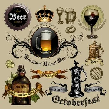 Set of beer elements Stock Illustration