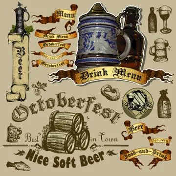 Set of beer elements Stock Illustration