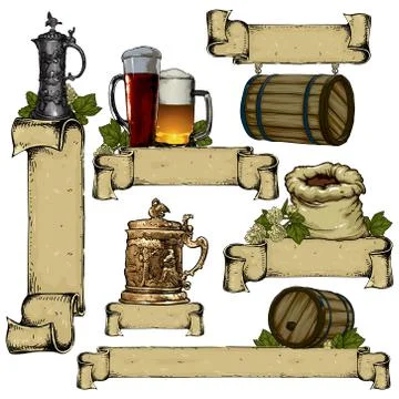 Set of beer elements Stock Illustration