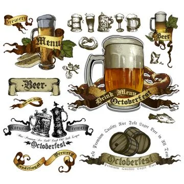 Set of beer elements Stock Illustration