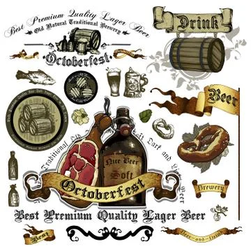 Set of beer elements Stock Illustration