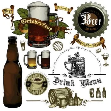 Set of beer elements Stock Illustration