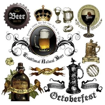 Set of beer elements Stock Illustration