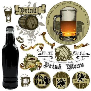 Set of beer elements Stock Illustration