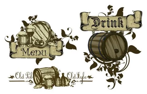 Set of beer elements Illustrazione stock