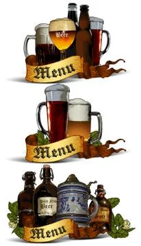 Set of beer elements Illustrazione stock
