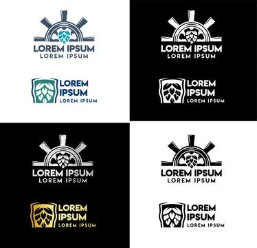 Set beer logo vector illustration, emblem design modern line style. set col.. Stock Illustration