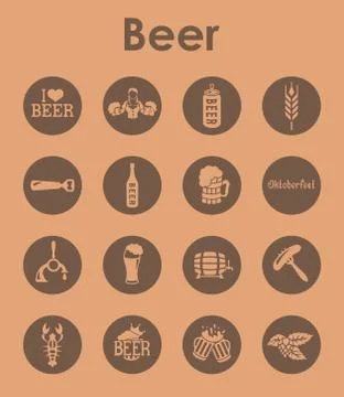 Set of beer simple icons Stock Illustration