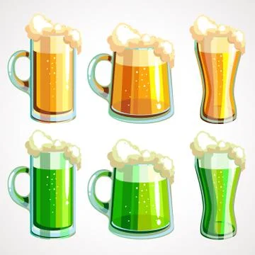 Set of beer before St. Patrick s Day. Vector illustration. Stock Illustration