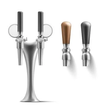 Set of beer taps isolated on white background Stock Illustration