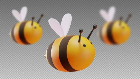 A set of bees in focus and out of focus. Stock Illustration