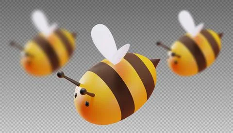 A set of bees in focus and out of focus. Stock Illustration