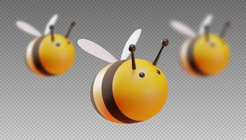 A set of bees in focus and out of focus. Stock Illustration