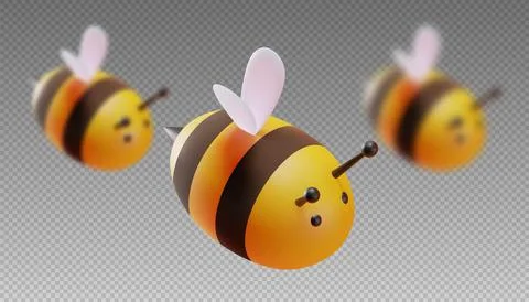 A set of bees in focus and out of focus. Stock Illustration