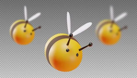 A set of bees in focus and out of focus. Stock Illustration