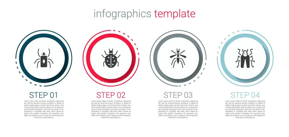 Set Beetle bug, Mite, Mosquito and . Business infographic template. Vector Ilustración de archivo