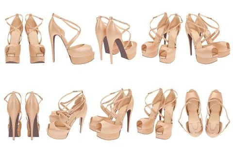 Set beige shoes Stock Illustration