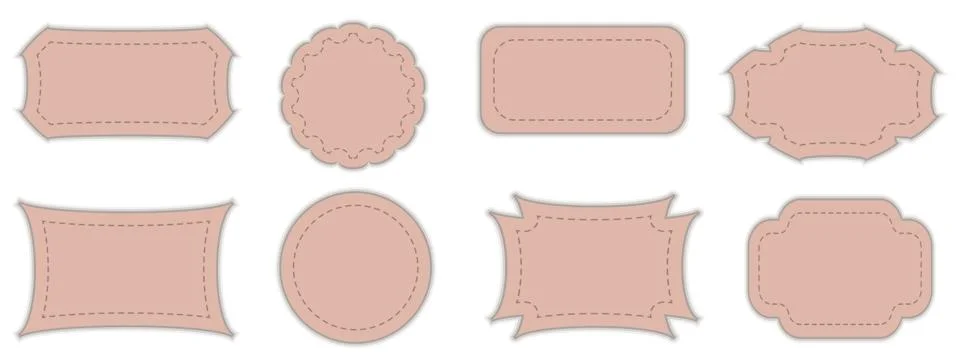 Set of beige textured frames label badges in vintage retro style. stock vecto Stock Illustration