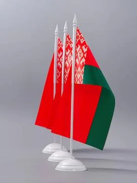 Set of belarus flags with red and green colors on white poles Stock Photos