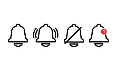 Set of bell notification line icon Stock Illustration