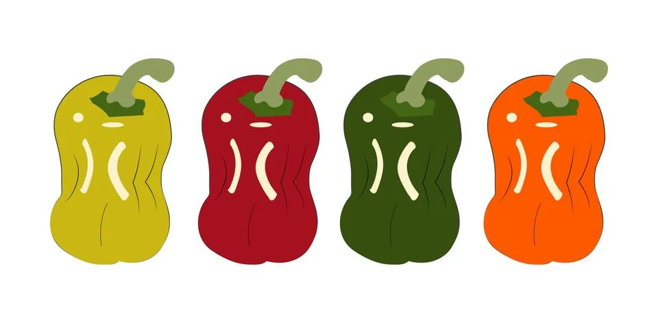 Set of bell pepper illustrations Stock Illustration
