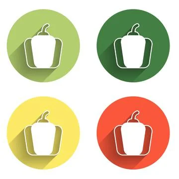 Set Bell pepper or sweet capsicum icon isolated with long shadow background.. Stock Illustration