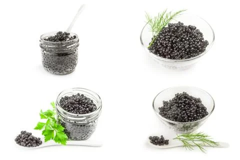 Set of beluga roe isolated on a white background Foto stock