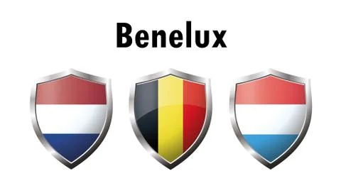 A set of Benelux countries flag  icon Stock Illustration
