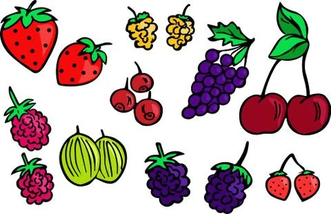 Set of berries. Vector berries on a white background. Ilustración de archivo