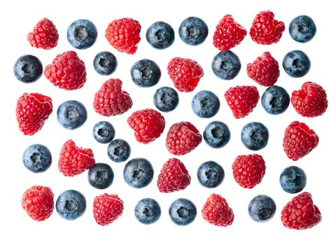 Set of berry raspberry and blueberries Stock Photos