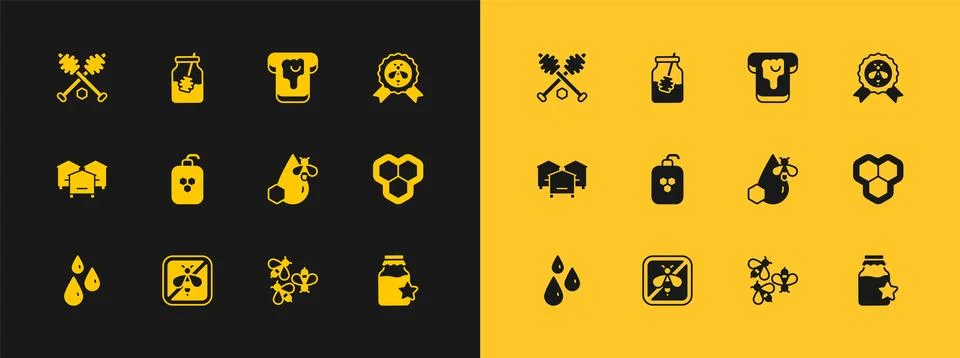 Set Best bee, Stop, Bee and honeycomb, Bees, Cosmetic tube with, Bread, Hon.. Stock Illustration