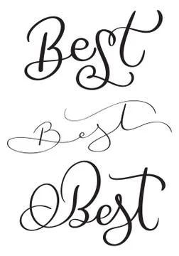 Set of best word on white background. Hand drawn Calligraphy lettering Vector イラスト素材