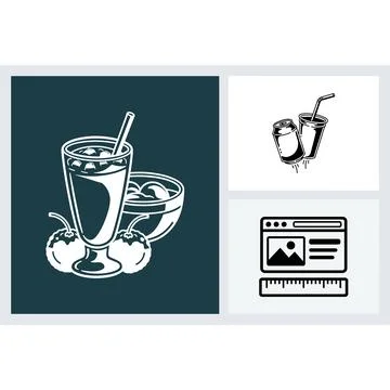 Set of beverage and web design icons Ilustração Stock