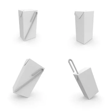 Set of beverage boxes on white isolated background Stock Illustration