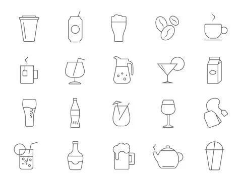 A set of beverage icons. Stock Illustration