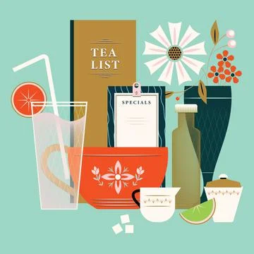 Set of beverage table Stock Illustration