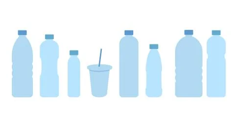 Set of Beverages bottles water. Vector icon. Stock Illustration